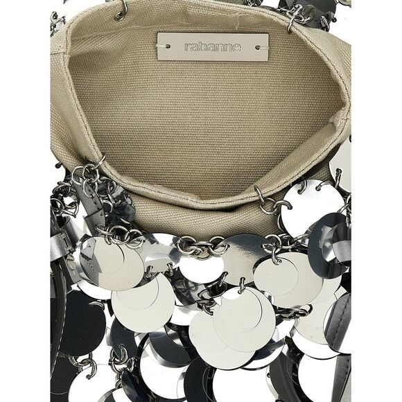 Paco Rabanne Women's Silver Sparkle Discs Large Shoulder Bag - Picture 4 of 4